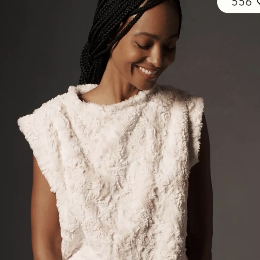 ANTHROPOLOGY OVERSIZED MAEVE FAUX FUR TOP